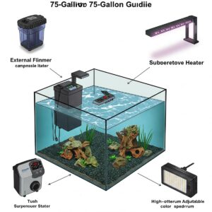 Must-have equipment for setting up and maintaining a 75 gallon aquarium.