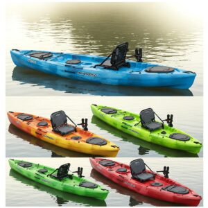 Various color choices available for a 2 person fishing kayak.