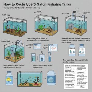 Illustrated steps for properly cycling a new 75 gallon fish tank.