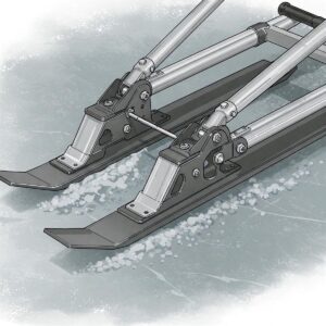 Detailed illustration showing the runner system of an ice fishing sled designed for smooth movement on ice.