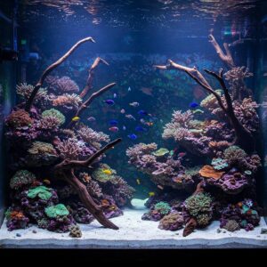 Creative decor and aquascaping elements for a visually stunning very large fish tank.