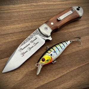  Illustration featuring essential and practical fishing gifts like a durable waterproof bag, a multi-tool for fishing, and a fish finder device.