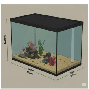 Visual representation showing the standard height measurement of a 125-gallon aquarium.