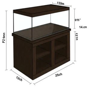 Illustration suggesting typical dimensions for a stand designed to support a 125-gallon fish tank.
