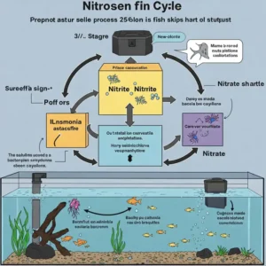 Illustration showing various filter types suitable for a 25 gallon fish tank, including hang-on-back and internal filters.