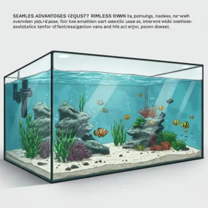An illustration highlighting the key advantages of owning a rimless fish tank, such as unobstructed viewing and aesthetic appeal.