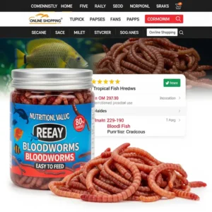 Convenient canned blood worms, offering a ready-to-feed, nutritious treat for tropical fish, commonly found for sale online.