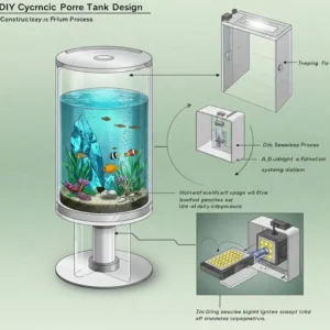 Conceptual illustration of a do-it-yourself cylindrical fish tank design.