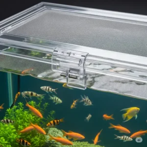Visual representation of a secure fish tank lid cover effectively preventing fish from jumping out, ensuring the safety of aquatic pets.