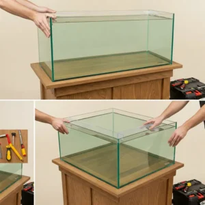 Correctly placing a fish tank on a sturdy and appropriate stand.