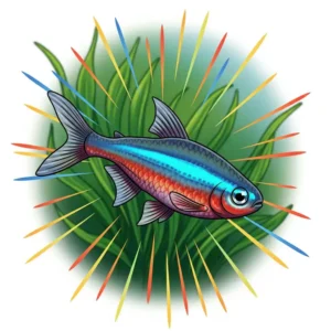 Illustration of a healthy tropical fish thriving due to a balanced and nutritious diet of quality tropical fish food.