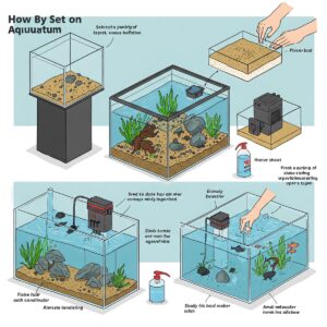 Step-by-step illustration guide for beginners on how to set up a 5 gallon tank.