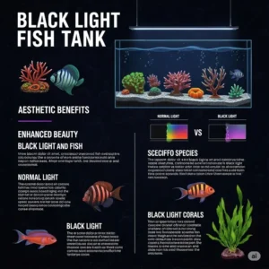 Infographic highlighting the aesthetic and visual benefits of owning a black light fish tank.