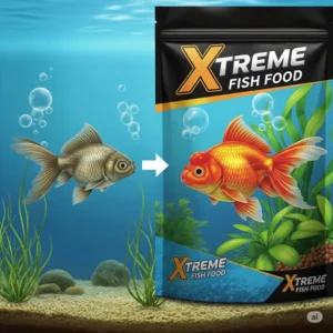 Illustration showing enhanced growth and vibrant colors from Xtreme fish food