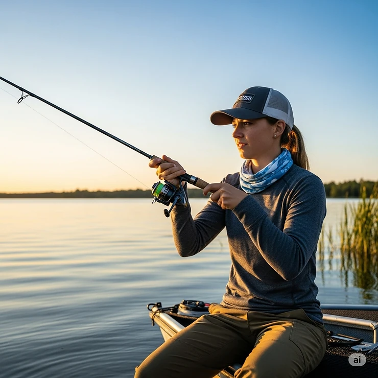 Angler actively fishing with an ultra-light rod and reel combo, showcasing its ease of use and portability.