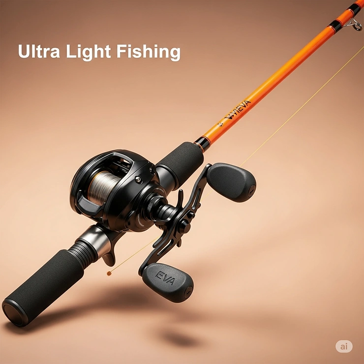 Ultra-light fishing rod and reel combo, perfect for finesse fishing and long casting sessions.