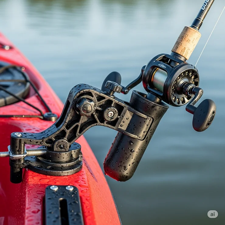 2-Pack Kayak Fishing Rod Holders With Track Mount - Universal T-Screw Design For Canoes & Boats