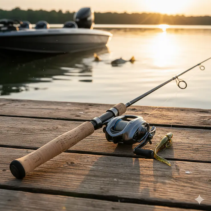 The best bass fishing rod and reel combo set up for successful angling on a lake.
