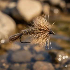 The segmented body and shaggy profile of a Hare's Ear Nymph, a staple among the best flies for trout fishing.