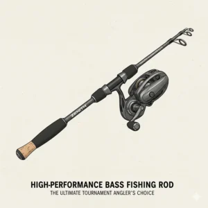 A sleek, high-performance model widely considered the best bass fishing rod for tournament angling, showcasing its premium components and finish.