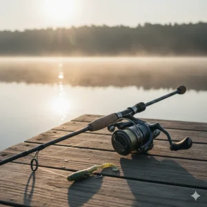 A beginner-friendly spinning bass fishing rod and reel combo, ideal for light lures and versatility.