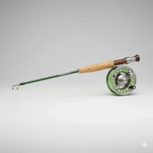 An image showing a perfectly balanced combination of a trout fly fishing rod and a matching reel, ready for a day on the water.