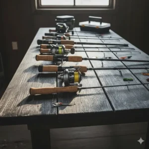 A balanced rod and spinning reel combo, an excellent choice for anglers looking for the best ice fishing rods in a ready-to-use kit.