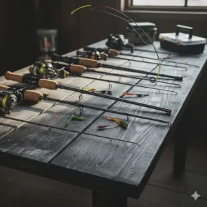 A highly sensitive, shorter graphite rod equipped with a spring bobber, considered the best ice fishing rod for finicky panfish.