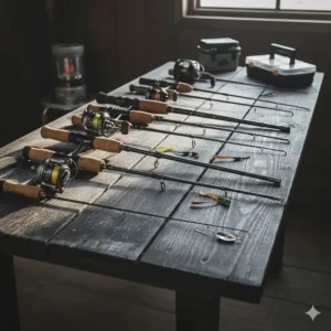 A medium-light power, fast-action rod, perfect for jigging, recognized as one of the best ice fishing rods for walleye.