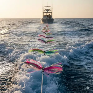 High-speed skirted offshore trolling lures designed to catch big pelagic fish like tuna and marlin.