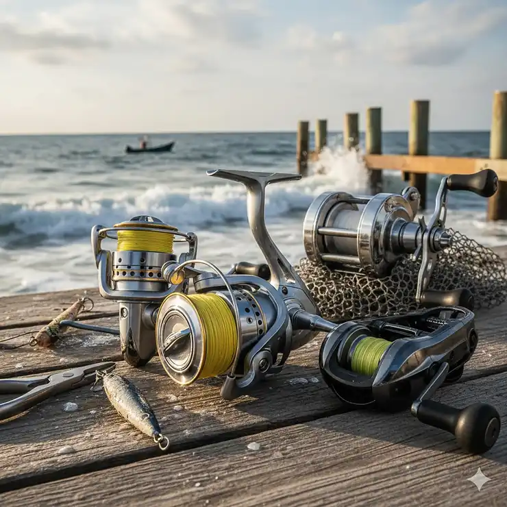 The best fishing reels for saltwater use sealed bearings and durable construction to resist corrosion from the harsh ocean environment.