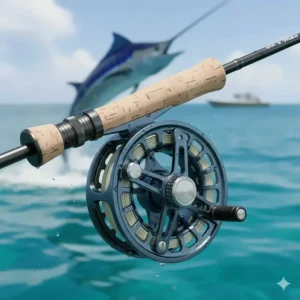 Heavy-duty, corrosion-resistant saltwater fly fishing reel built for battling large game fish.