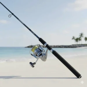 Beginner-friendly saltwater spinning rod combo with a durable reel and medium action rod, perfect for general inshore fishing.