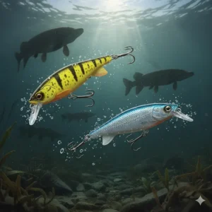 Suspending jerkbaits showing the erratic side-to-side action that attracts northern pike.