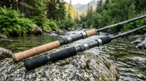 Comparison of natural cork and EVA foam split-grip handles on two different ultralight fishing rods.
