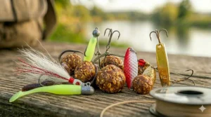 Hand-rolled dough balls made from anise and flour, a classic homemade bait for channel cats.