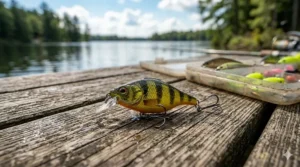 Illustration of a micro diving crankbait lure mimicking a small minnow for crappie and perch fishing.