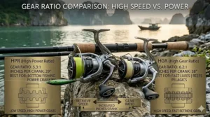 A visual chart explaining high-speed vs. power gear ratios for 4000 spinning reels.