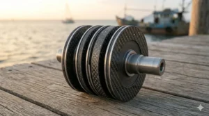 Close-up of internal carbon fiber washers used in a sealed drag spinning reel.