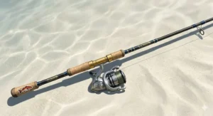 A detailed cross-section illustration showing the graphite and fiberglass layers of a durable inshore spinning rod blank.
