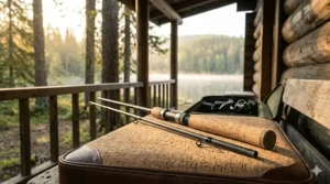 Ergonomic cork handle and locking reel seat architecture of a modern two piece spinning rod.