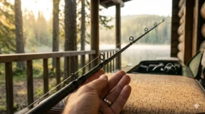 Perfect alignment of ceramic line guides on an assembled two piece spinning rod blank.
