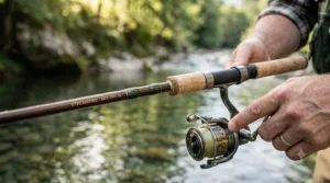 Premium split cork handle and ergonomic reel seat on an ultralight 6 foot trout rod.