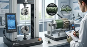 Illustration demonstrating break strength and abrasion resistance testing on 30lb braided line