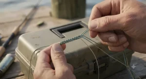 Step 4 visual guide illustrating pulling all four strands evenly to tighten a 4 strand braid