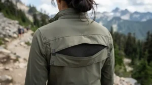 Close-up of lightweight fishing shirts for men big and tall sizes featuring breathable mesh venting on the back